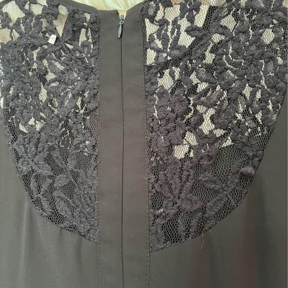 Black lace Fit And Flare Dress With Lace Midriff Cutouts, Size Medium - Picture 7 of 7